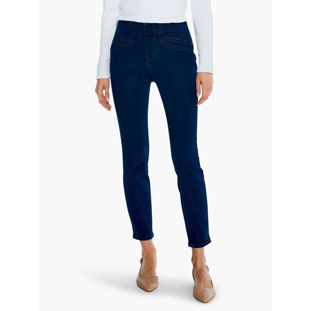 NIC+ZOE Mid Rise Pull On Jeans Womens Size 6 Blue All Day Slim Ankle Denim